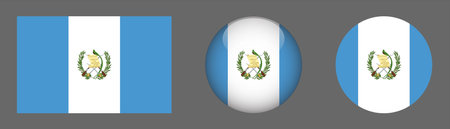 Guatemala flag icons set in flat style. Vector illustration.のイラスト素材