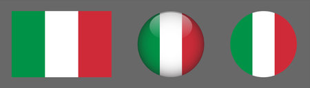 Italy flag icons set on grey background. Vector illustration for your designのイラスト素材