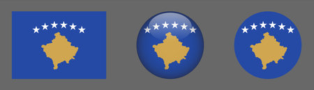 Kosovo - set of buttons with flag. Vector illustration.のイラスト素材