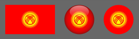 Kyrgyzstan flag, vector illustration on gray background.のイラスト素材