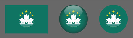 Macau flag vector icon set. Button with Macau flag.のイラスト素材