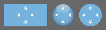 Micronesia - vector icon set. Round button with flag of Micronesia.のイラスト素材