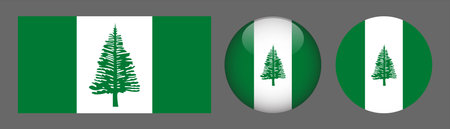 Norfolk Island flag button set. Vector illustration in flat style.のイラスト素材