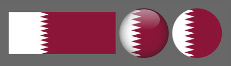 Qatar flag in button set, vector illustration eps10.のイラスト素材