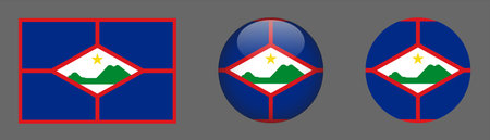 Flag of Sint Eustatius in buttons on gray backgroundのイラスト素材