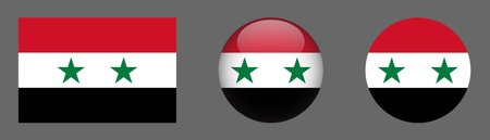 Syria flag - set of round icons. National flag of Syria vector illustrationのイラスト素材