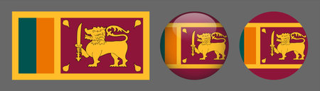 Sri Lanka icons set. Round badges with flag of Sri Lanka. Vector illustrationのイラスト素材