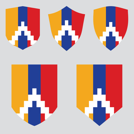 Set of shields with flag of Artsakh. Vector illustrationのイラスト素材