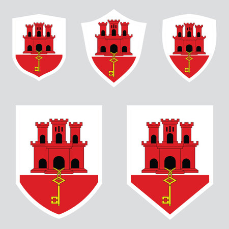 Flag of Gibraltar on coat of arms. Official colors and proportion correctly.のイラスト素材
