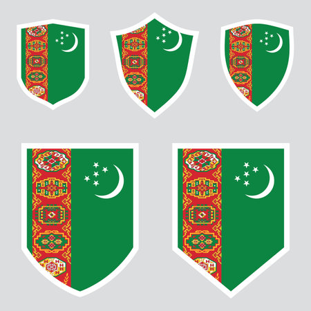 Turkmenistan Flags Collection in Different Shapes. Vector Illustrationのイラスト素材