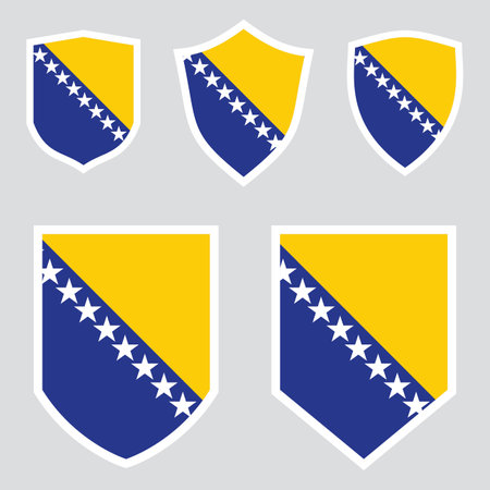 Bosnia and Herzegovina flag in shield shape vectorのイラスト素材