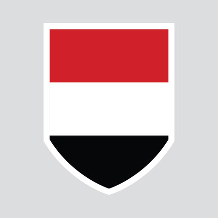 Flag of Yemen on shield. Official colors. Correct proportion. Vector illustrationのイラスト素材