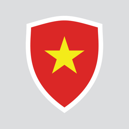 Flag of Vietnam in shield shape. Country symbol. Vector illustration.のイラスト素材