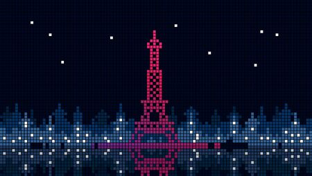 night in paris cityのイラスト素材