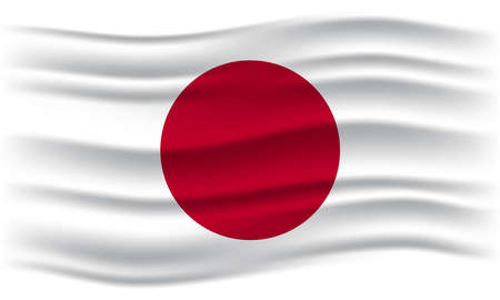 Flag of Japan. Illustration of waving Japan flag. Vector Illustration.のイラスト素材