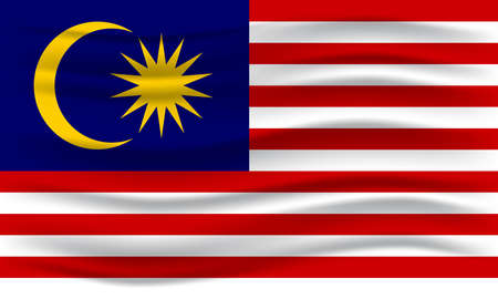 Flag of Malaysia. Illustration of waving Malaysia flag. Vector Illustration.のイラスト素材