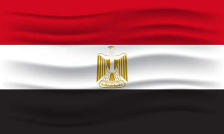 Flag of Egypt. Illustration of waving Egypt flag. Vector Illustration.のイラスト素材