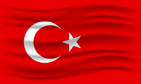 Flag of Turkey. Illustration of waving Turkey flag. Vector Illustration.のイラスト素材