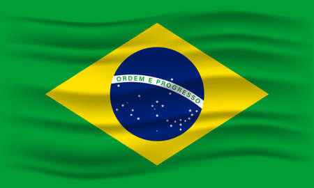 Flag of Brazil. Illustration of waving Brazil flag. Vector Illustration.のイラスト素材