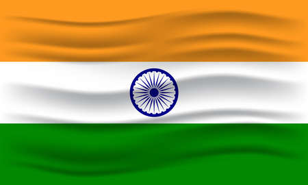 Flag of India. Illustration of waving India flag. Vector Illustration.のイラスト素材