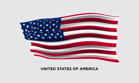 Flag of the USA, the United States of America. Illustration of waving USA flag. Vector Illustration.のイラスト素材