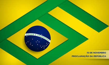 Brazil Republic Day Background. Translate : November 15, Proclamation of the Republic. Vector Illustration.のイラスト素材
