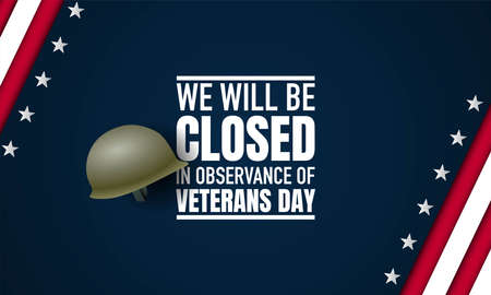 Vector illustration of Veterans Day. We will be closed in observance of Veterans Day.のイラスト素材