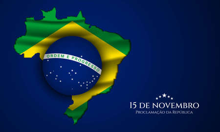 Brazil Republic Day Background. Translate : Proclamation of the Republic, November 15. Vector Illustration.のイラスト素材