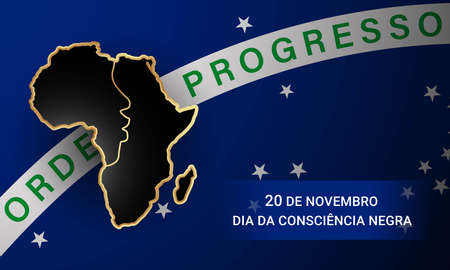 Brazil Black Awareness Day Background. Translate : November 20, Black Awareness Day. Vector Illustration.のイラスト素材