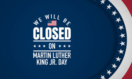 Martin Luther King Jr. Day Background. We will be closed on Martin Luther King Jr. Day. Vector Illustration.のイラスト素材