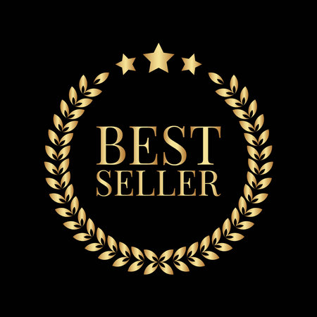 Vector Illustration of Best Seller Gold Sign.のイラスト素材