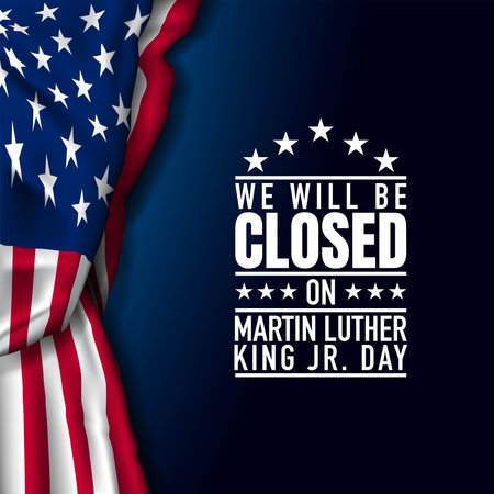 Martin Luther King Jr. Day Background. We will be Closed on Martin Luther King Jr. Day. Vector Illustration.のイラスト素材