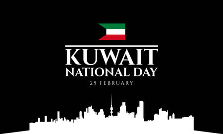 Kuwait National Day Background. Banner, Poster, Greeting Card. Vector Illustration.のイラスト素材