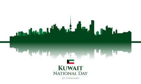 Kuwait National Day Background. Banner, Poster, Greeting Card. Vector Illustration.のイラスト素材