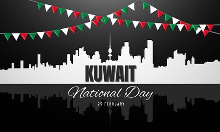 Kuwait National Day Background. Banner, Poster, Greeting Card. Vector Illustration.のイラスト素材