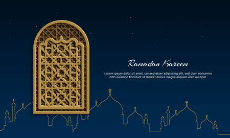 Ramadan Kareem Background with Islamic Ornament. Banner, Poster, Greeting Card. Vector Illustration.のイラスト素材
