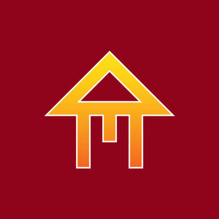 Initial M combined with home icon. Vector Illustration.のイラスト素材