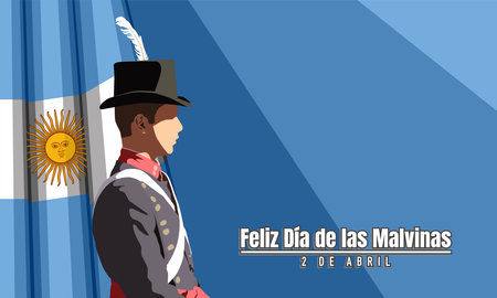 Malvinas Day Background Design. Translate : Happy Malvinas Day, 2nd of April. Vector Illustration.のイラスト素材