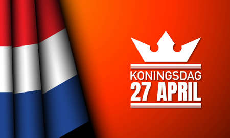 Kingâs Day Background Design. Translate : Kingâs Day, 27th of April. Vector Illustration.のイラスト素材