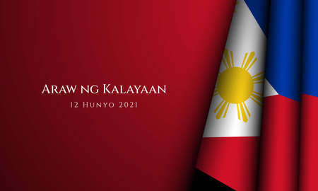 Philippines Independence Day Background Design. Translate : Independence Day, 12 June 2021. Banner, Poster, Greeting Card. Vector Illustration.のイラスト素材