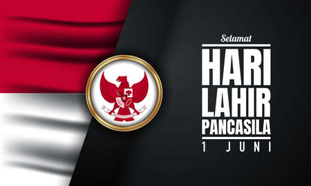 Indonesian Holiday Pancasila Day Illustration. Translation: Happy Pancasila Day. Fit for greeting card, poster and banner.のイラスト素材