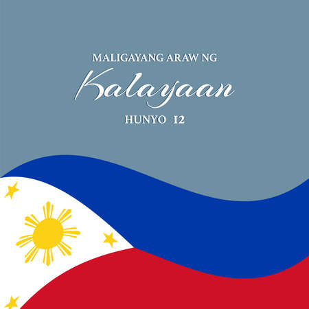 Philippines Independence Day Background Design. Translate : Happy Independence Day, June 12th. Banner, Poster, Greeting Card. Vector Illustration.のイラスト素材
