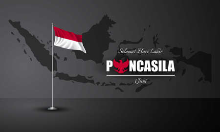 Indonesian Holiday Pancasila Day Illustration. Translation: Happy Pancasila Day. Fit for greeting card, poster and banner.のイラスト素材