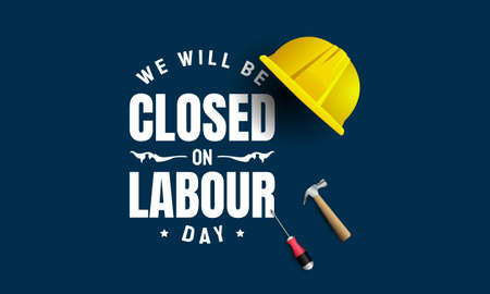 Labour Day Background Design. We will be closed on Labour Day. Vector Illustration.のイラスト素材
