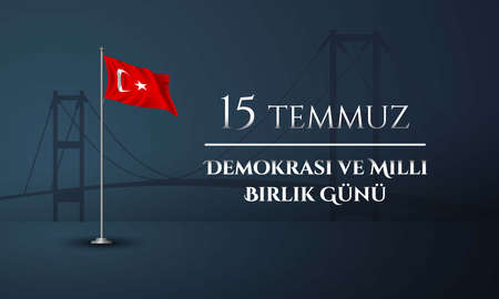 The Day of Democracy and National Unity Background Design. Vector Illustration of Turkish Holiday Background. Translate : July 15, The Day of Democracy and National Unity.のイラスト素材