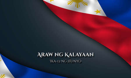 Philippines Independence Day Background Design. Translate : Happy Independence Day,12nd of June. Banner, Poster, Greeting Card. Vector Illustration.のイラスト素材