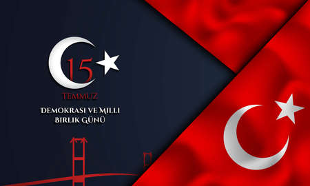 The Day of Democracy and National Unity Background Design. Vector Illustration of Turkish Holiday Background. Translate : July 15, The Day of Democracy and National Unity.のイラスト素材