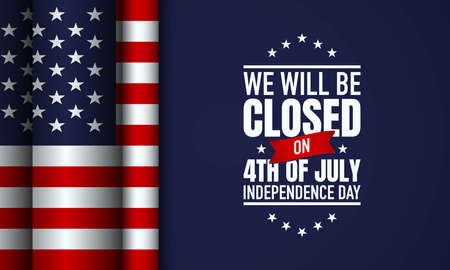 United States of America Independence Day Background Design. We will be Closed on Fourth of July Independence Day. Vector illustrationのイラスト素材