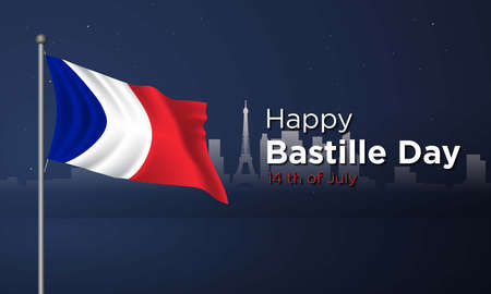 Bastille Day Background. 14 th of July. Tower Illustration. Vector illustrationのイラスト素材