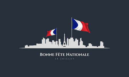 Bastille Day Background Design. Translate : Happy Bastille Day, 14th of July. Vector illustrationのイラスト素材